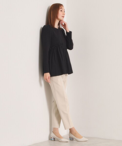 ITS'DEMO（イッツデモ）の「【洗濯機OK】異素材ドッキングトップス（Tシャツ/カットソー・レディース・ベビーピンク/ブラック/アイボリー・00）」の10枚目の写真