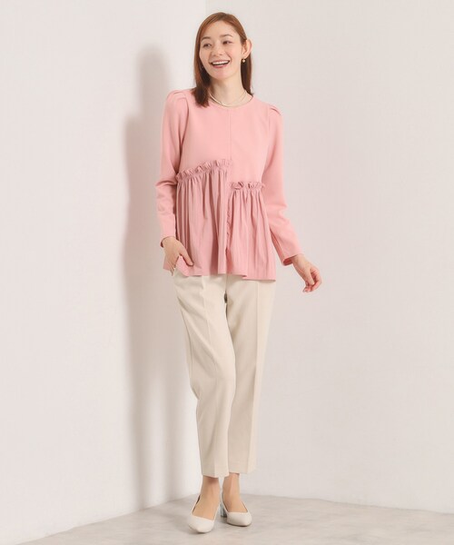 ITS'DEMO（イッツデモ）の「【洗濯機OK】異素材ドッキングトップス（Tシャツ/カットソー・レディース・ベビーピンク/ブラック/アイボリー・00）」の13枚目の写真