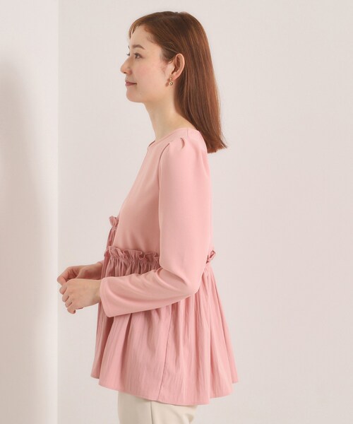 ITS'DEMO（イッツデモ）の「【洗濯機OK】異素材ドッキングトップス（Tシャツ/カットソー・レディース・ベビーピンク/ブラック/アイボリー・00）」の17枚目の写真