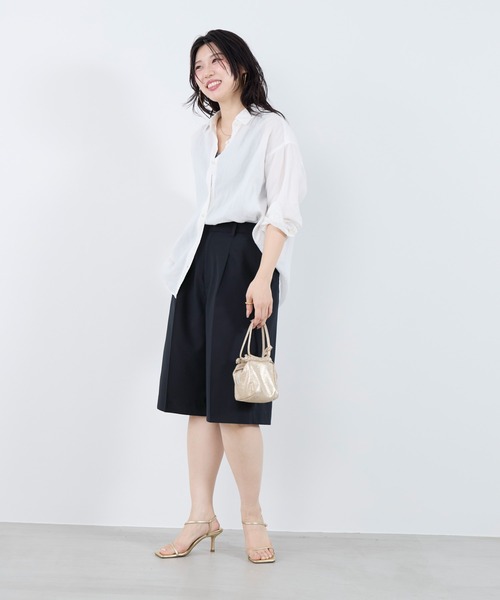 MICA&DEAL（マイカ＆ディール）の「1タックハーフパンツ〈2サイズ展開〉（その他パンツ・レディース・グレー/ベージュ/ネイビー・36/38）」の9枚目の写真
