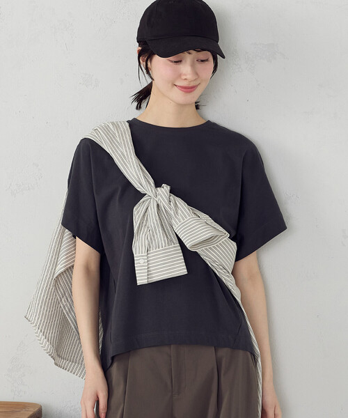 COMME CA ISM(コムサイズム)の「日本の色 カラーTシャツ(Tシャツ/カットソー・レディース・アイボリー/グリーン/チャコール/オレンジ・SMALL/MEDIUM/LARGE)」の12枚目の写真