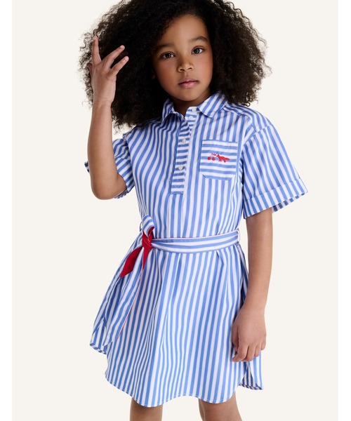 【未使用】Maison Kitsuné　プリーツ　格子柄　シャツワンピース Maison Kitsune（メゾンキツネ）の「KNEE SHIRT DRESS IN STRIPED