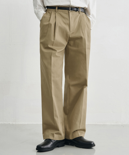 DRAW FIT（ドローフィット）の「ワイドバンディングチノパンツ[ベージュ]（その他パンツ・メンズ・その他・MEDIUM/LARGE/X-LARGE）」の2枚目の写真