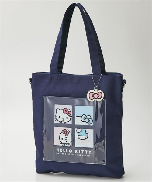 sanrio(サンリオ)の「Hello Kitty(ハローキティ)10ポケット縦型キャンバス2WAYトートバッグ(A4対応)(トートバッグ・レディース・アイボリー/ネイビー・FREE)」の11枚目の写真