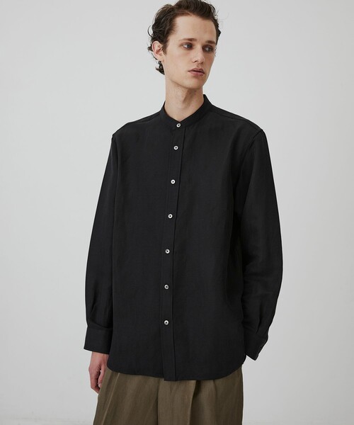 UNITED TOKYO（ユナイテッドトウキョウ）の「VINTAGE SILK LINEN グランパシャツ（シャツ/ブラウス・メンズ・ホワイト/ブラック・2/1）」の2枚目の写真