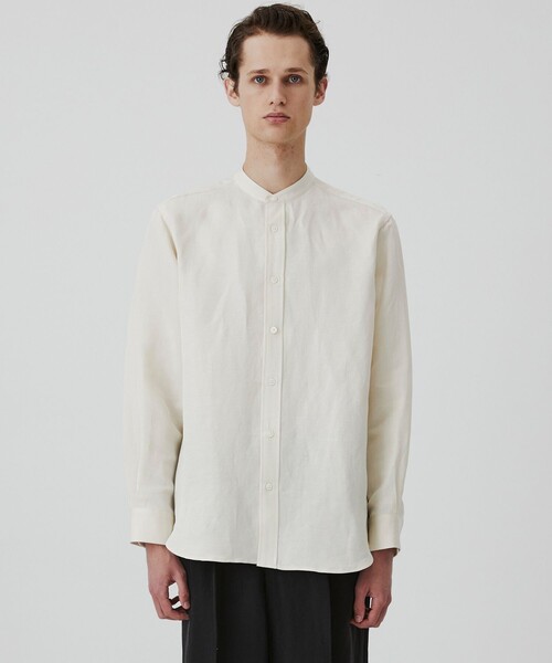 UNITED TOKYO（ユナイテッドトウキョウ）の「VINTAGE SILK LINEN グランパシャツ（シャツ/ブラウス・メンズ・ホワイト/ブラック・2/1）」の6枚目の写真