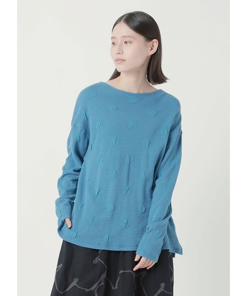 Plantation(プランテーション)の「ミニドットブリスター / S(Tシャツ/カットソー・レディース・ブルー/ライトグレー/ネイビー・M size/L size)」の1枚目の写真