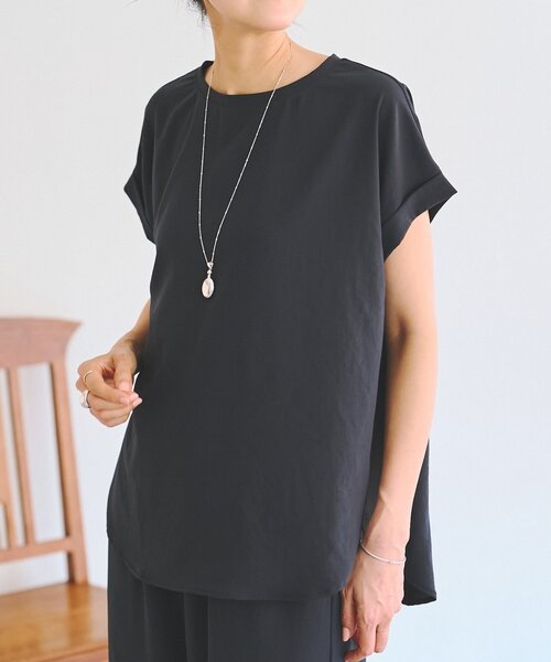 BEARDSLEY(ビアズリー)の「ストレッチジョーゼットブラウス(シャツ/ブラウス・レディース・ホワイト/ネイビー・FREE)」の2枚目の写真