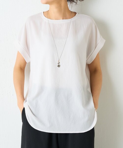 BEARDSLEY(ビアズリー)の「ストレッチジョーゼットブラウス(シャツ/ブラウス・レディース・ホワイト/ネイビー・FREE)」の1枚目の写真