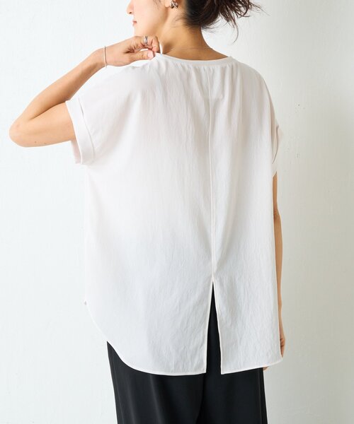 BEARDSLEY(ビアズリー)の「ストレッチジョーゼットブラウス(シャツ/ブラウス・レディース・ホワイト/ネイビー・FREE)」の5枚目の写真