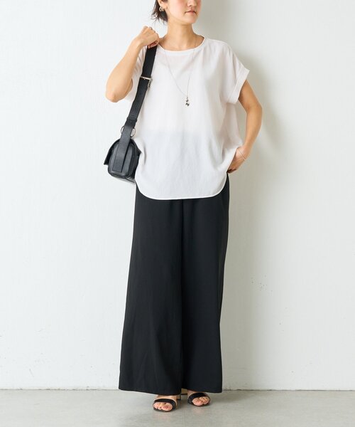 BEARDSLEY(ビアズリー)の「ストレッチジョーゼットブラウス(シャツ/ブラウス・レディース・ホワイト/ネイビー・FREE)」の6枚目の写真