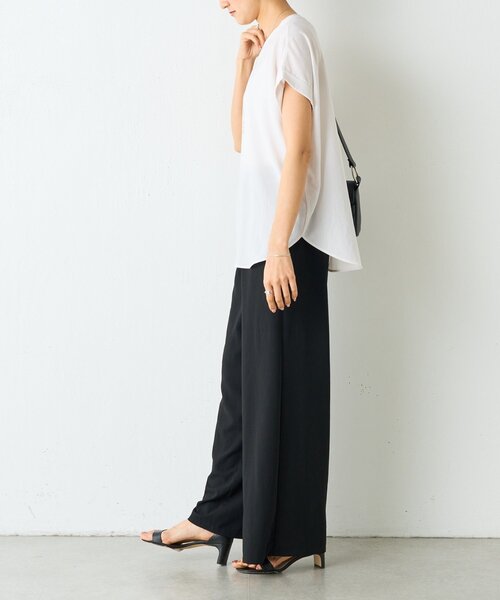 BEARDSLEY(ビアズリー)の「ストレッチジョーゼットブラウス(シャツ/ブラウス・レディース・ホワイト/ネイビー・FREE)」の7枚目の写真