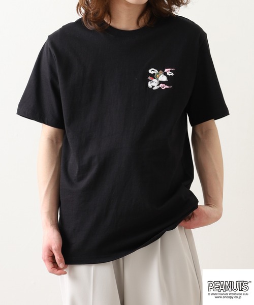 PEANUTS(ピーナッツ)の「PEANUTS 地図柄 刺繍 天竺半袖Tシャツ(Tシャツ/カットソー・レディース・ブラック/オフホワイト・S/LL/M/L)」の12枚目の写真
