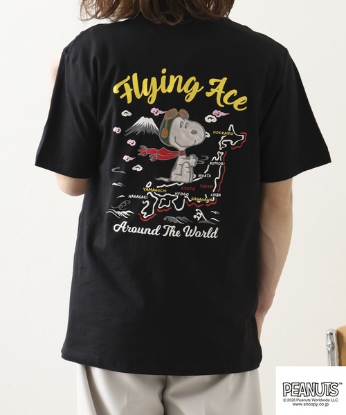 PEANUTS(ピーナッツ)の「PEANUTS 地図柄 刺繍 天竺半袖Tシャツ(Tシャツ/カットソー・レディース・ブラック/オフホワイト・S/LL/M/L)」の14枚目の写真