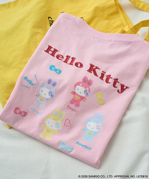 FREAK'S STORE(フリークスストア)の「限定展開 別注/うさぎ姿のHELLO KITTY/バックプリント 半袖 Tシャツ(Tシャツ/カットソー・レディース・オフホワイト/ライトピンク/チャコール・フリ-)」の3枚目の写真