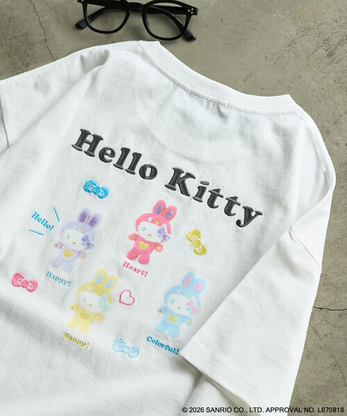 セール】限定展開 別注/うさぎ姿のHELLO KITTY/バックプリント 半袖 T
