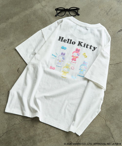 FREAK'S STORE(フリークスストア)の「限定展開 別注/うさぎ姿のHELLO KITTY/バックプリント 半袖 Tシャツ(Tシャツ/カットソー・レディース・オフホワイト/ライトピンク/チャコール・フリ-)」の7枚目の写真