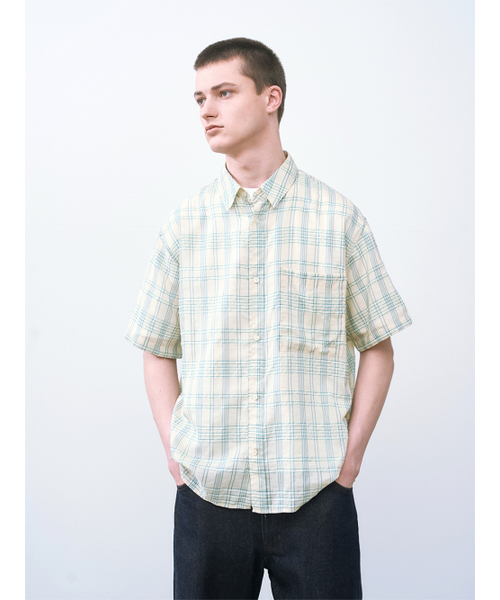 AFTERPRAY(アフタープレイ)の「アンクルチェックハーフシャツアイボリー(シャツ/ブラウス・メンズ・その他・LARGE/MEDIUM/SMALL)」の1枚目の写真