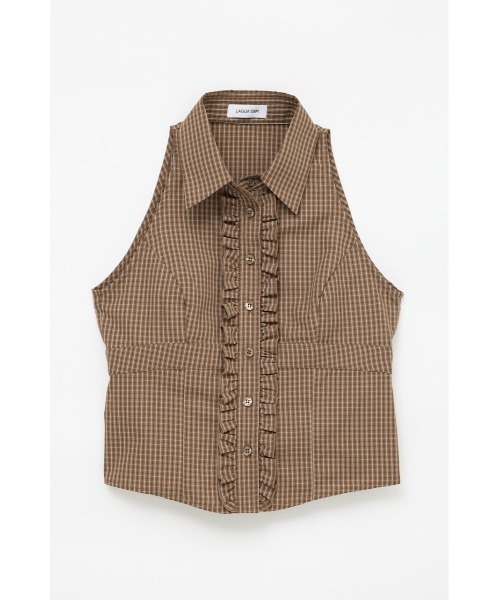 LAGUA GEM(ラグアジェム)の「FRONT FRILL NOSLEEVE シャツ(シャツ/ブラウス・レディース・ブラック/ネイビー/ブラウン・FREE)」の14枚目の写真
