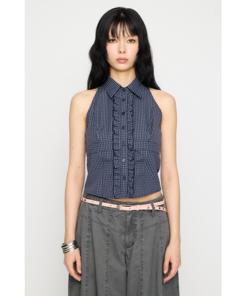 LAGUA GEM(ラグアジェム)の「FRONT FRILL NOSLEEVE シャツ(シャツ/ブラウス・レディース・ブラック/ネイビー/ブラウン・FREE)」の20枚目の写真