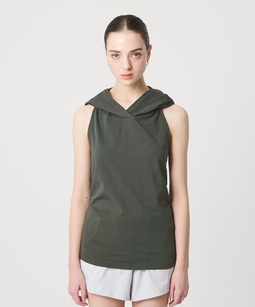 ER(イーアール)の「<ER>フードホルターネック トップス(Tシャツ/カットソー・レディース・ホワイト/ダークグレー/グレー系・FREE)」の15枚目の写真