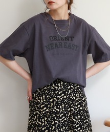 コットンワイドクルーネックプリントTシャツA半袖