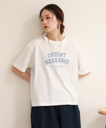 コットンワイドクルーネックプリントＴシャツＡ半袖