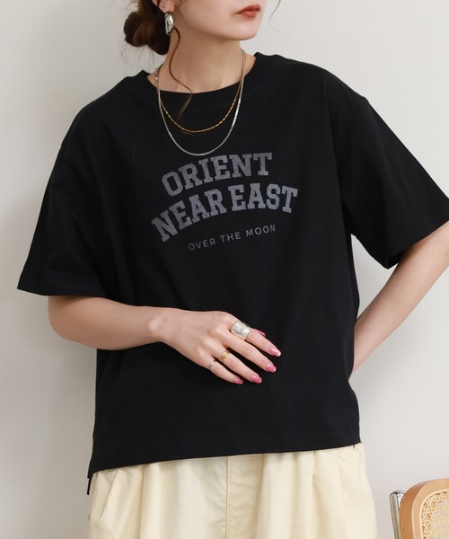 FUNALIVE（ファンアライブ）の「コットンワイドクルーネックプリントＴシャツＡ半袖（Tシャツ/カットソー・レディース・ネイビー/アイボリー/ブラック・M-L）」の9枚目の写真