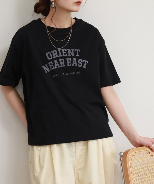 FUNALIVE（ファンアライブ）の「コットンワイドクルーネックプリントＴシャツＡ半袖（Tシャツ/カットソー・レディース・ネイビー/アイボリー/ブラック・M-L）」の10枚目の写真