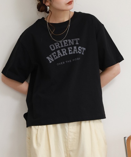 FUNALIVE（ファンアライブ）の「コットンワイドクルーネックプリントＴシャツＡ半袖（Tシャツ/カットソー・レディース・ネイビー/アイボリー/ブラック・M-L）」の11枚目の写真