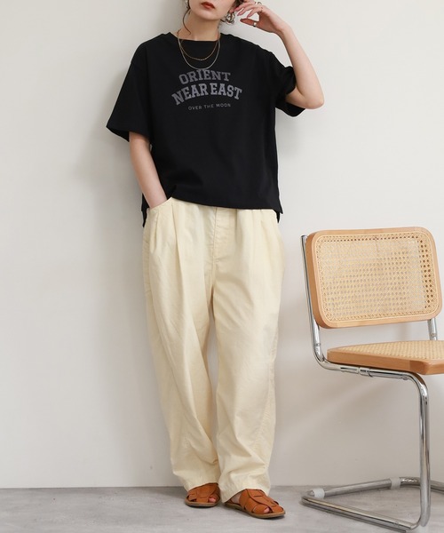 FUNALIVE（ファンアライブ）の「コットンワイドクルーネックプリントＴシャツＡ半袖（Tシャツ/カットソー・レディース・ネイビー/アイボリー/ブラック・M-L）」の15枚目の写真