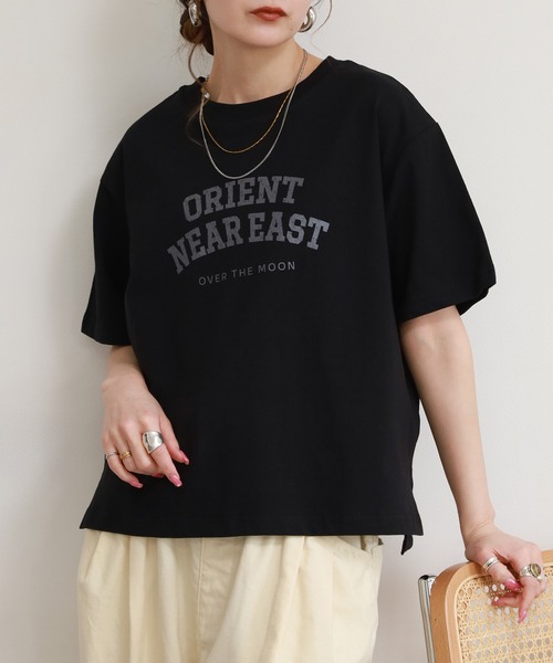 FUNALIVE（ファンアライブ）の「コットンワイドクルーネックプリントＴシャツＡ半袖（Tシャツ/カットソー・レディース・ネイビー/アイボリー/ブラック・M-L）」の12枚目の写真