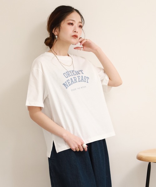 FUNALIVE（ファンアライブ）の「コットンワイドクルーネックプリントＴシャツＡ半袖（Tシャツ/カットソー・レディース・ネイビー/アイボリー/ブラック・M-L）」の21枚目の写真