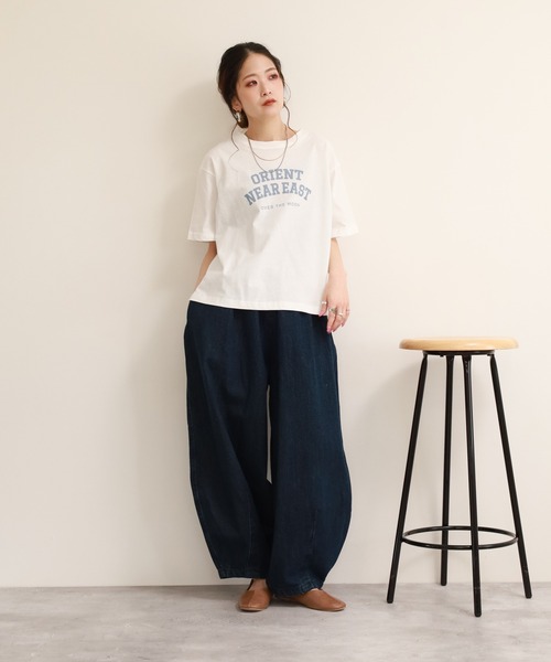 FUNALIVE（ファンアライブ）の「コットンワイドクルーネックプリントＴシャツＡ半袖（Tシャツ/カットソー・レディース・ネイビー/アイボリー/ブラック・M-L）」の6枚目の写真