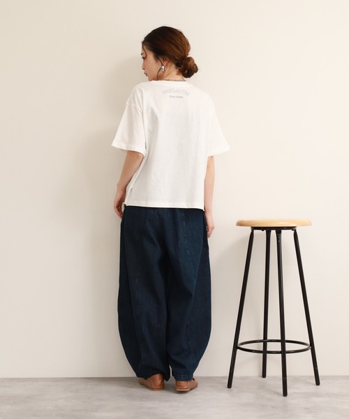 FUNALIVE（ファンアライブ）の「コットンワイドクルーネックプリントＴシャツＡ半袖（Tシャツ/カットソー・レディース・ネイビー/アイボリー/ブラック・M-L）」の8枚目の写真
