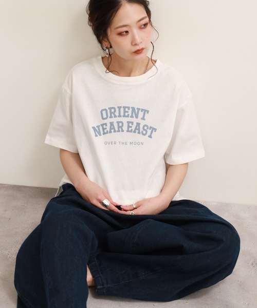 FUNALIVE（ファンアライブ）の「コットンワイドクルーネックプリントＴシャツＡ半袖（Tシャツ/カットソー・レディース・ネイビー/アイボリー/ブラック・M-L）」の4枚目の写真
