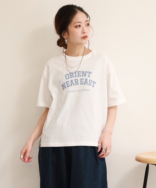 FUNALIVE（ファンアライブ）の「コットンワイドクルーネックプリントＴシャツＡ半袖（Tシャツ/カットソー・レディース・ネイビー/アイボリー/ブラック・M-L）」の22枚目の写真