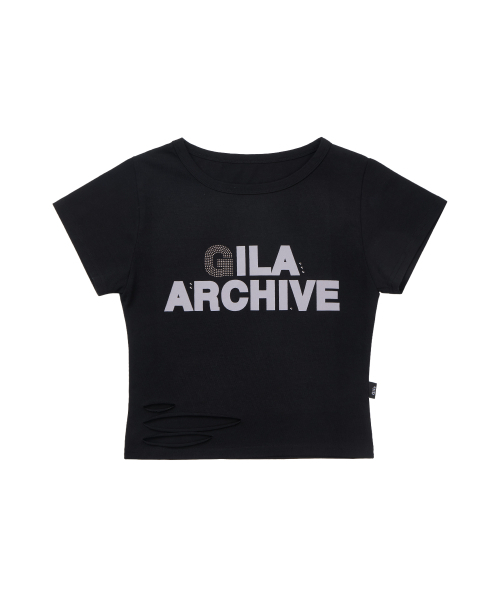 GILAARCHIVE(ギラアーカイブ)の「SCRATCHED BOLD LOGO CROP T-SHIRTS_BLACK(Tシャツ/カットソー・レディース・その他・FREE)」の6枚目の写真