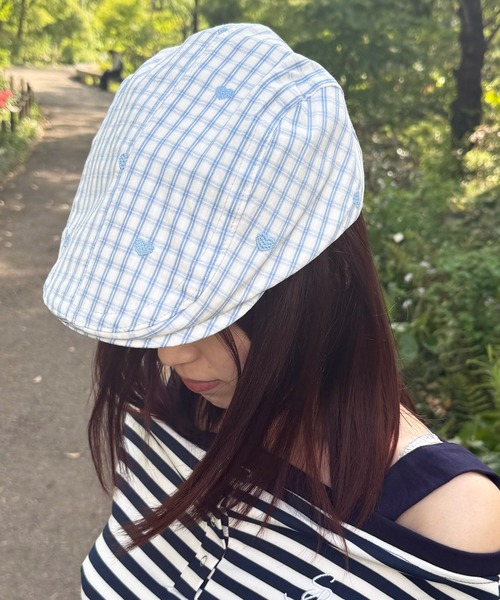 HALEY PESCA(ヘーリーペスカ)の「HALEY PESCA/ハートデザインギンガムチェックハンチング帽(ハンチング/ベレー帽・レディース・ブルー/ブラック/ピンク・FREE)」の10枚目の写真