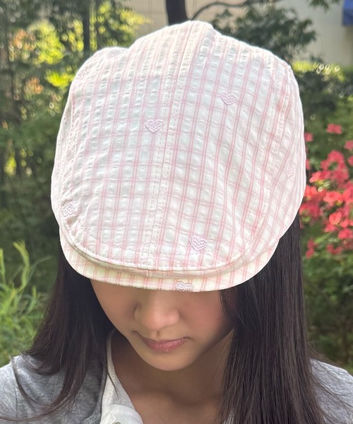 HALEY PESCA(ヘーリーペスカ)の「HALEY PESCA/ハートデザインギンガムチェックハンチング帽(ハンチング/ベレー帽・レディース・ブルー/ブラック/ピンク・FREE)」の14枚目の写真