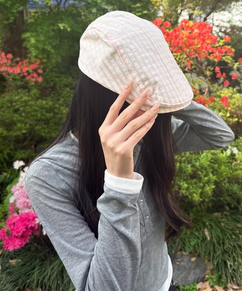 HALEY PESCA(ヘーリーペスカ)の「HALEY PESCA/ハートデザインギンガムチェックハンチング帽(ハンチング/ベレー帽・レディース・ブルー/ブラック/ピンク・FREE)」の16枚目の写真