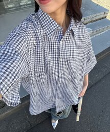 チェックサッカー半袖シャツ