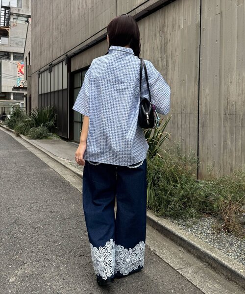 CIAOPANIC(チャオパニック)の「チェックサッカー半袖シャツ(シャツ/ブラウス・レディース・サックスブルー/ブルー/ホワイト/ブラック・MEDIUM/LARGE)」の14枚目の写真