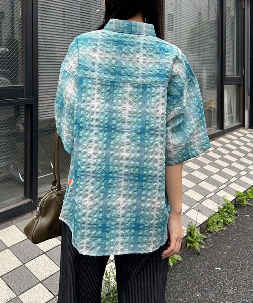 CIAOPANIC(チャオパニック)の「チェックサッカー半袖シャツ(シャツ/ブラウス・レディース・サックスブルー/ブルー/ホワイト/ブラック・MEDIUM/LARGE)」の18枚目の写真