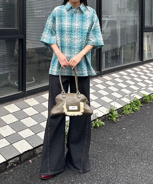 CIAOPANIC(チャオパニック)の「チェックサッカー半袖シャツ(シャツ/ブラウス・レディース・サックスブルー/ブルー/ホワイト/ブラック・MEDIUM/LARGE)」の10枚目の写真