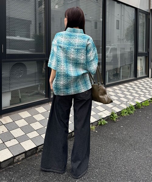 CIAOPANIC(チャオパニック)の「チェックサッカー半袖シャツ(シャツ/ブラウス・レディース・サックスブルー/ブルー/ホワイト/ブラック・MEDIUM/LARGE)」の12枚目の写真
