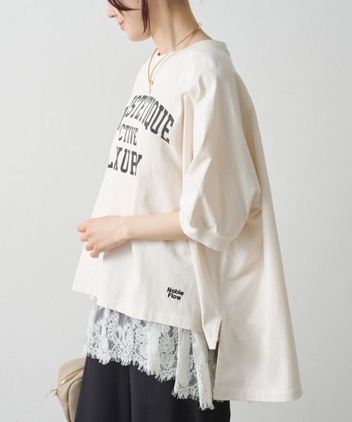PUAL CE CIN(ピュアルセシン)の「USAコットン カレッジロゴTシャツ(Tシャツ/カットソー・レディース・ブラック/ブラウン系/アイボリー・FREE)」の5枚目の写真