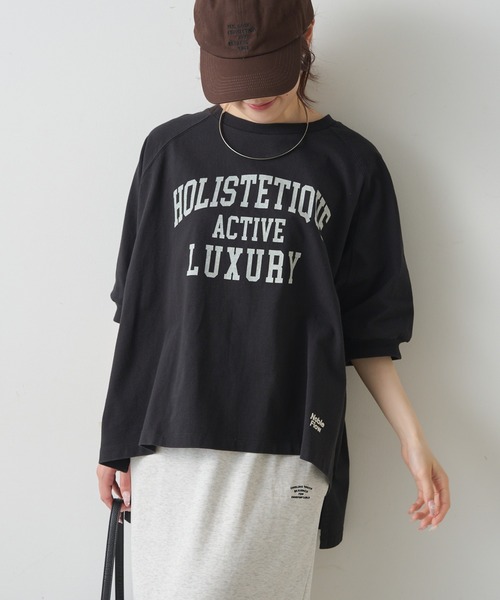 PUAL CE CIN(ピュアルセシン)の「USAコットン カレッジロゴTシャツ(Tシャツ/カットソー・レディース・ブラック/ブラウン系/アイボリー・FREE)」の17枚目の写真
