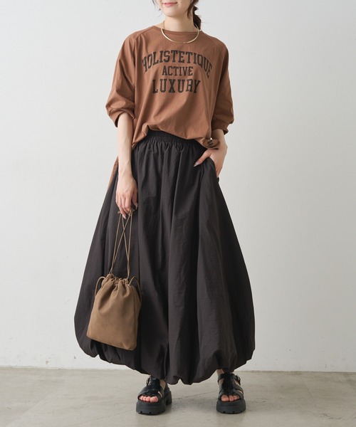 PUAL CE CIN(ピュアルセシン)の「USAコットン カレッジロゴTシャツ(Tシャツ/カットソー・レディース・ブラック/ブラウン系/アイボリー・FREE)」の15枚目の写真