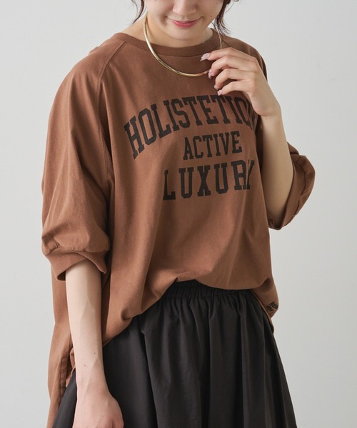 PUAL CE CIN(ピュアルセシン)の「USAコットン カレッジロゴTシャツ(Tシャツ/カットソー・レディース・ブラック/ブラウン系/アイボリー・FREE)」の12枚目の写真